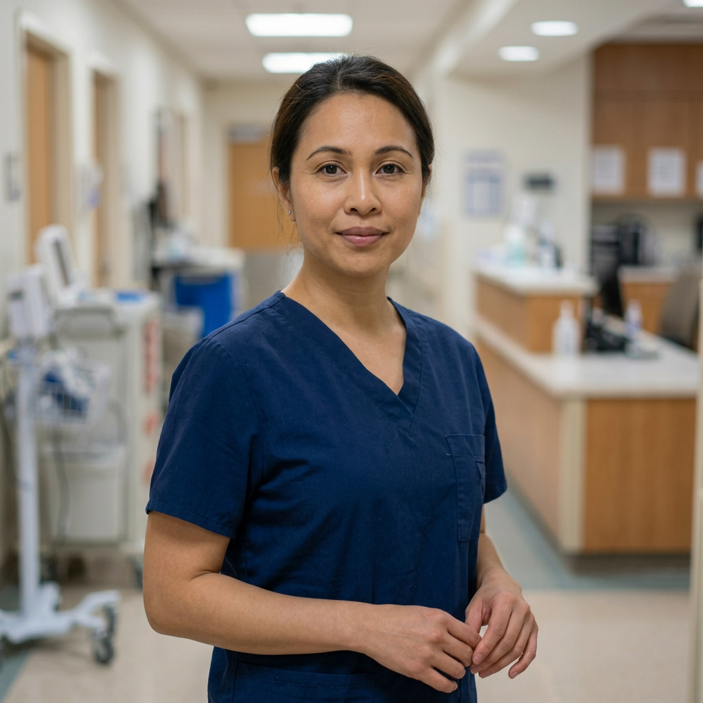 Portrait de la Dr Sophie Laurent en tenue médicale